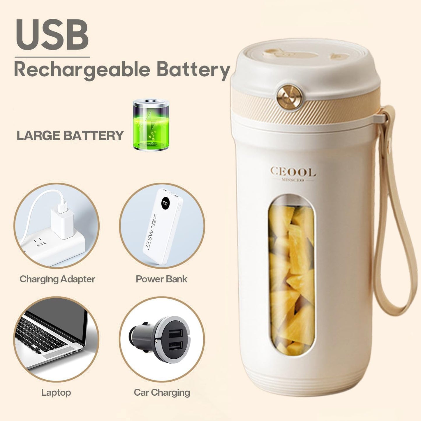 Portable Blender 350ml – High-Power Smoothie & Juice Maker