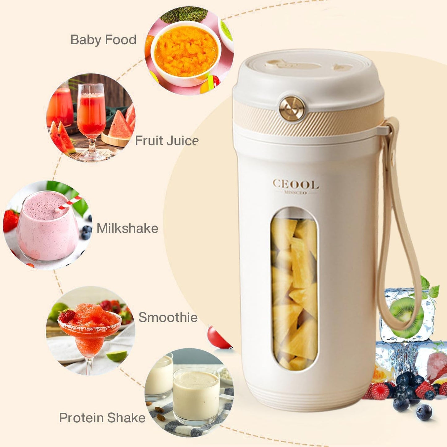 Portable Blender 350ml – High-Power Smoothie & Juice Maker